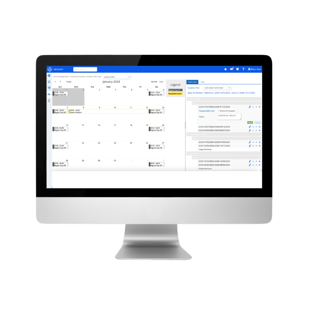 Annual Vacation Planning Desktop - People Operations Platform